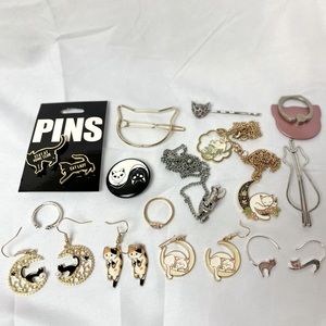 Cat jewelry collection lot bundle kitten crazy cat lady animal lover accessories